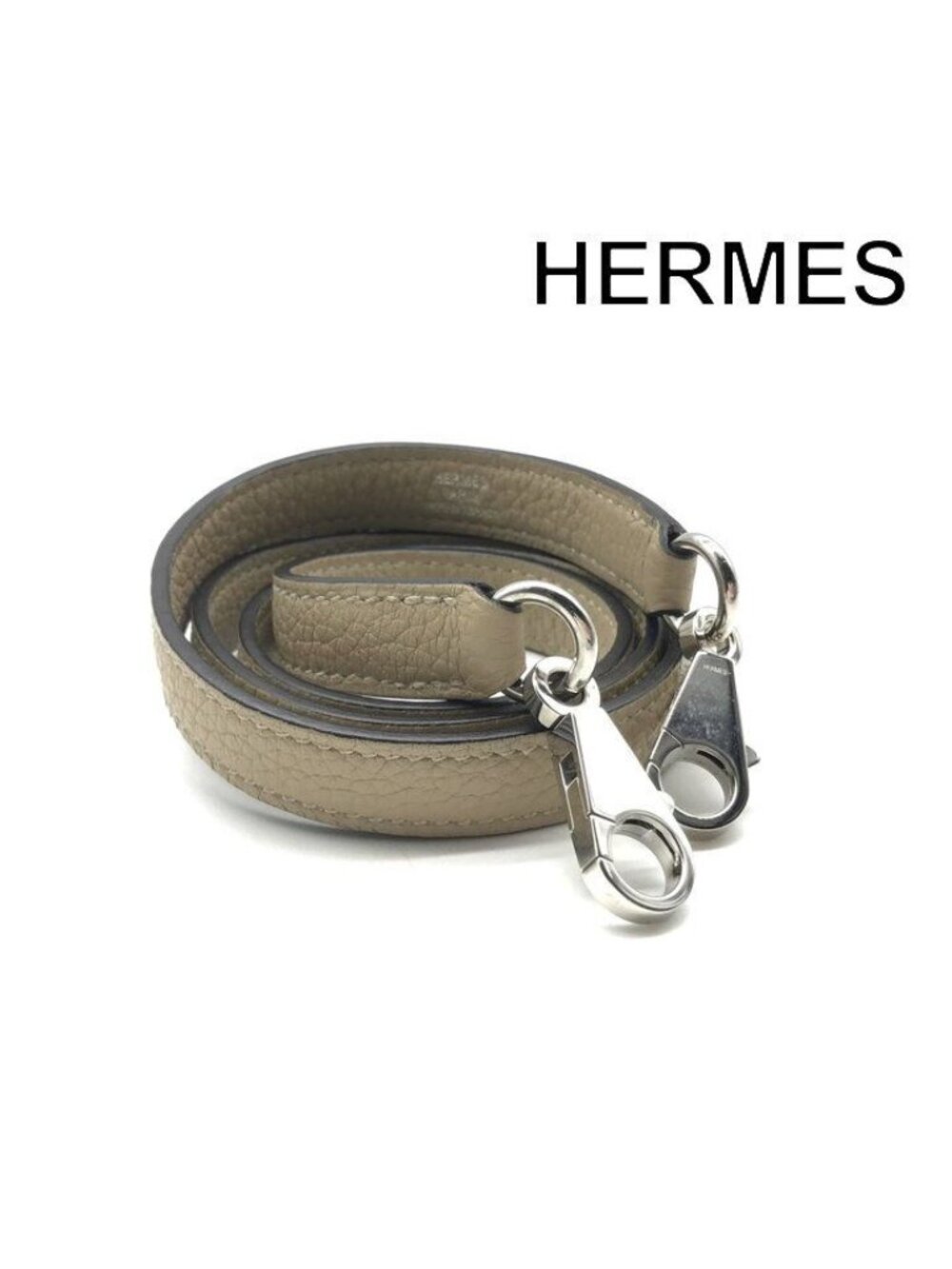 Hermes Color Trench Taurillon Clemence Leather Strap Bag Beige